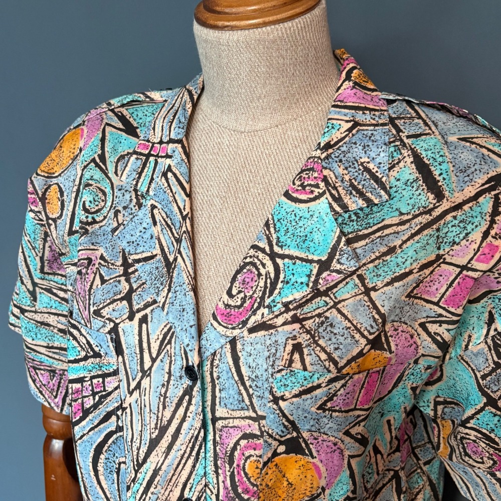 IB‎ Diffusion Vintage Blazer & Skirt Set | Size 6 | 1980s Geometric Print